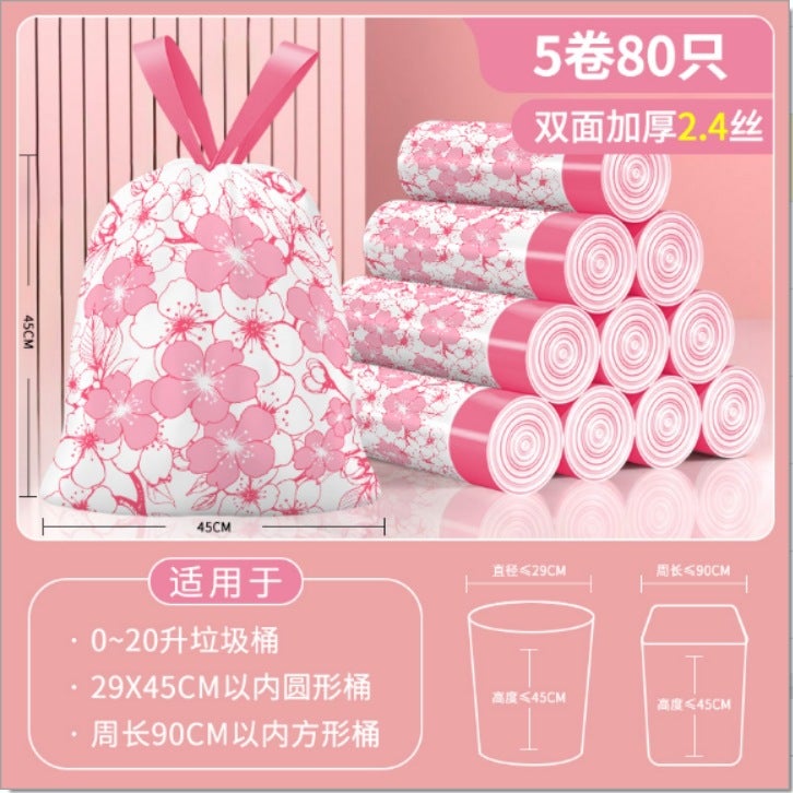 Printing Tear-Free Garbage Bag Drawstring-Type Household Large Thickened Non-Breakable Household Kitchen Portable Bag - Image 1